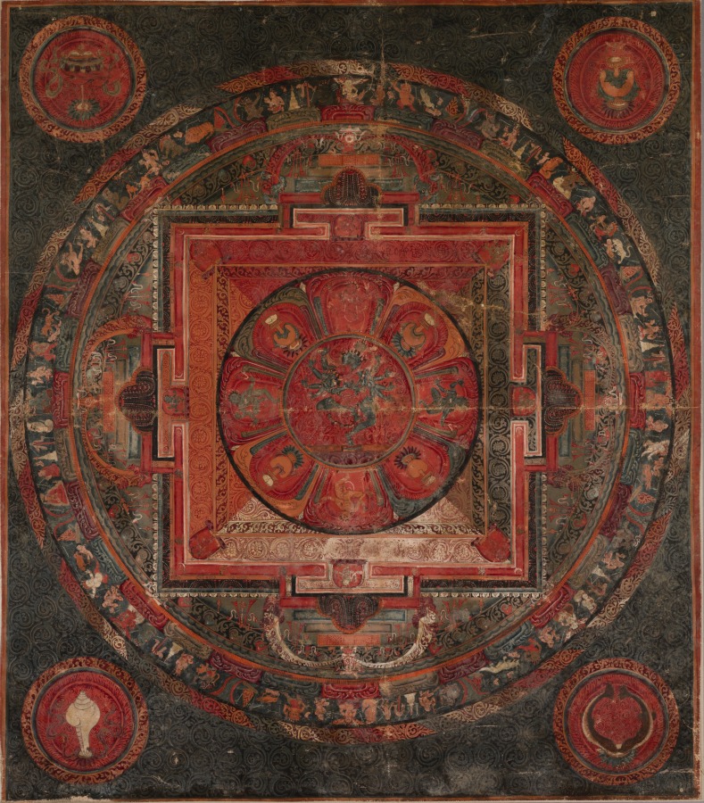 【 太陽神Dewa Iswara 】　曼荼羅　バリ仏画　額装　77×54ｃｍ Mandala of Chakrasamvara and Vajravarahi | Cleveland Museum of Art