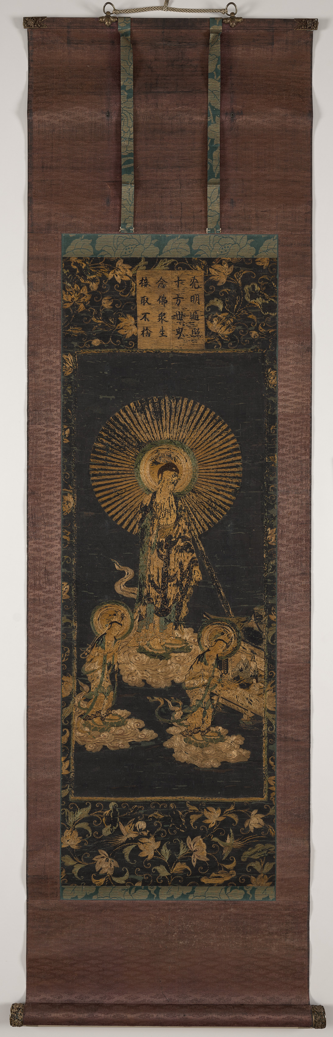 Embroidered Welcoming Descent of Amida Triad | Cleveland Museum of Art
