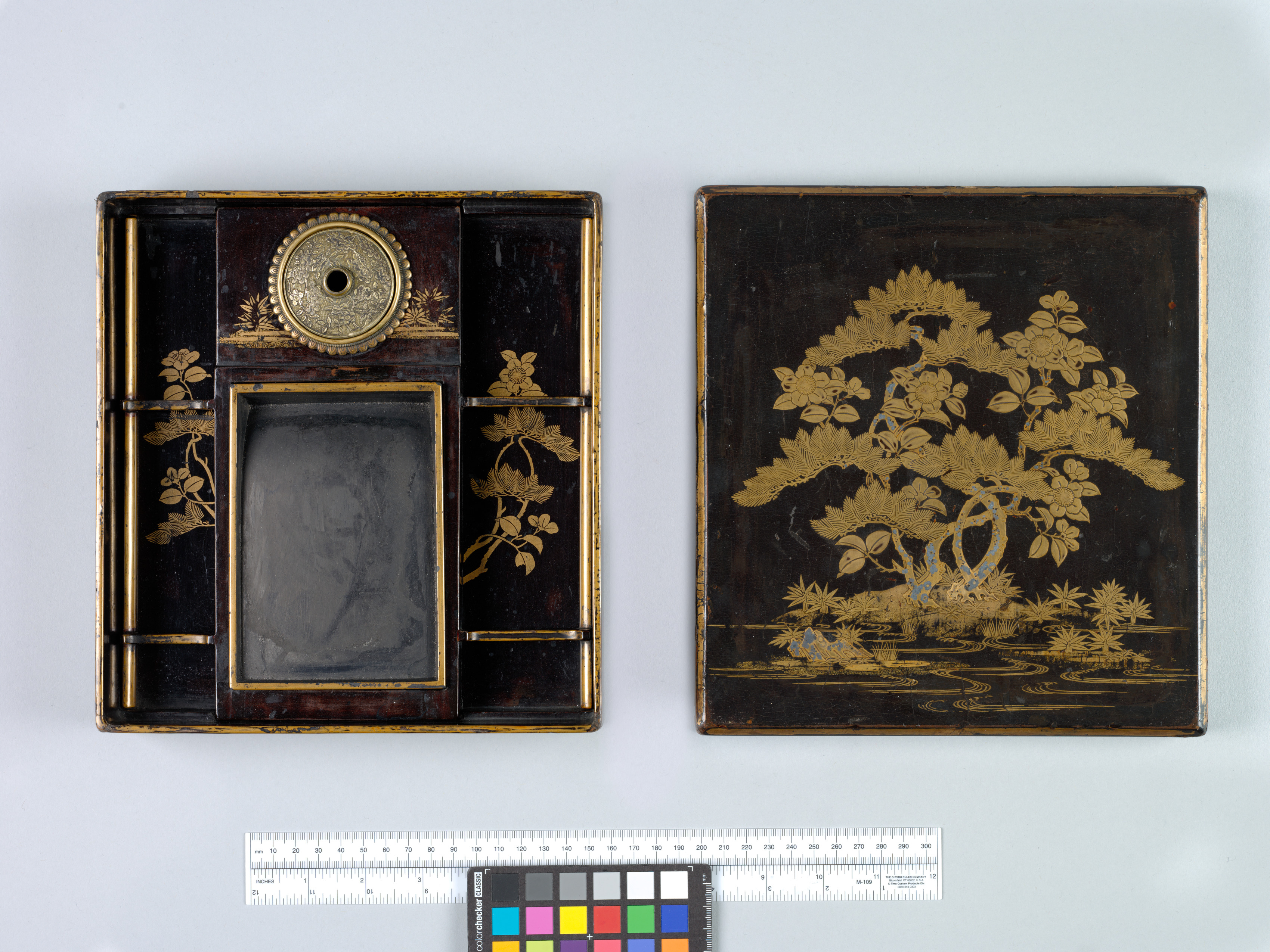 Writing Box (Suzuribako) with Pine, Camellia, and Bamboo