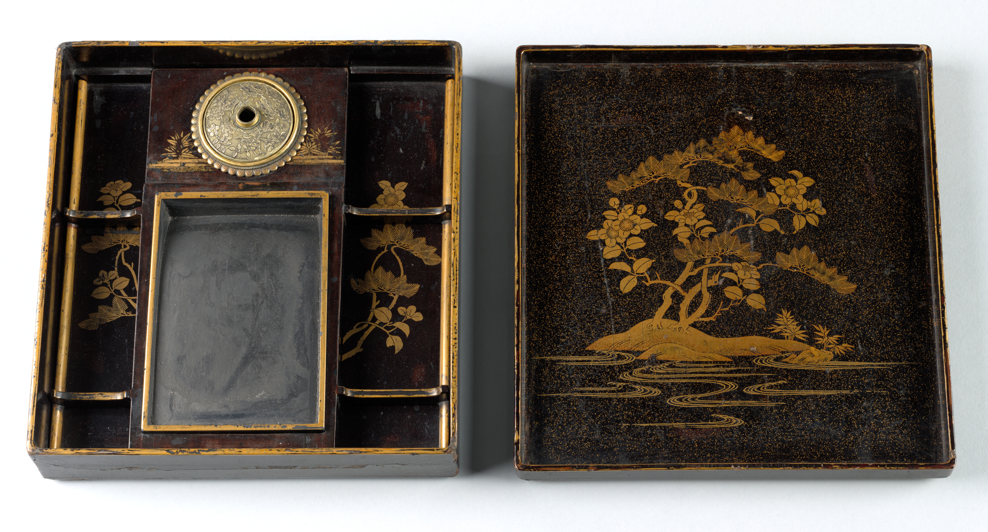 Writing Box (Suzuribako) with Pine, Camellia, and Bamboo