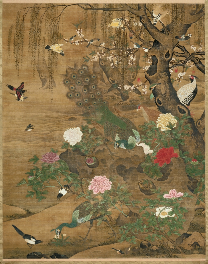 Birds Gather under the Spring Willow