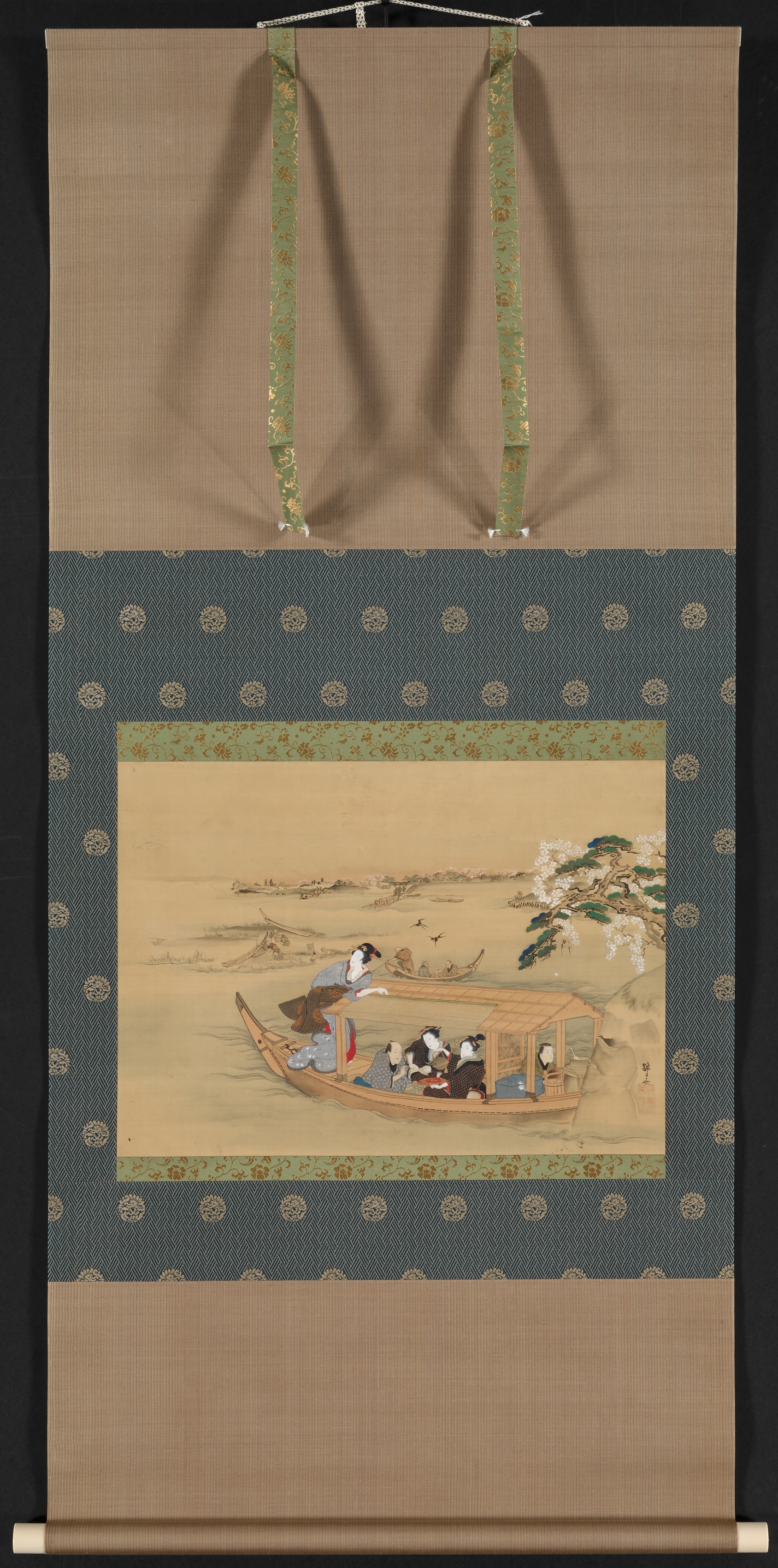 絵画 Riverocean Japanese Art Print - Sea Ocean Wave Boat Painting - Vintage